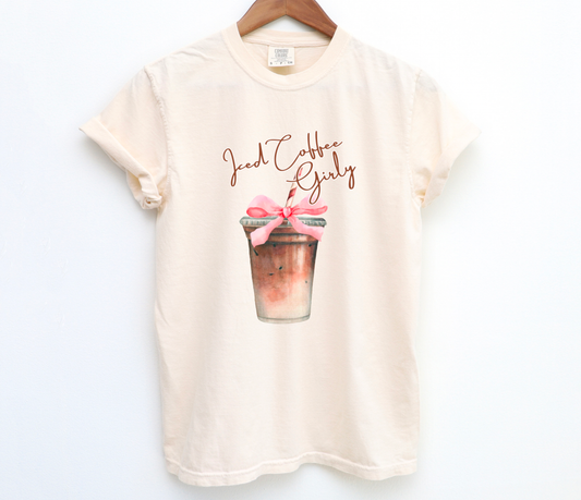 Preppy Iced Coffee Girly Comfort Colors Tee