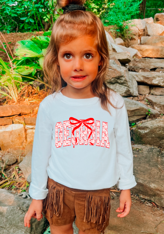 YOUTH Preppy Georgia Coquette Bow Long Sleeve Tee Kids   