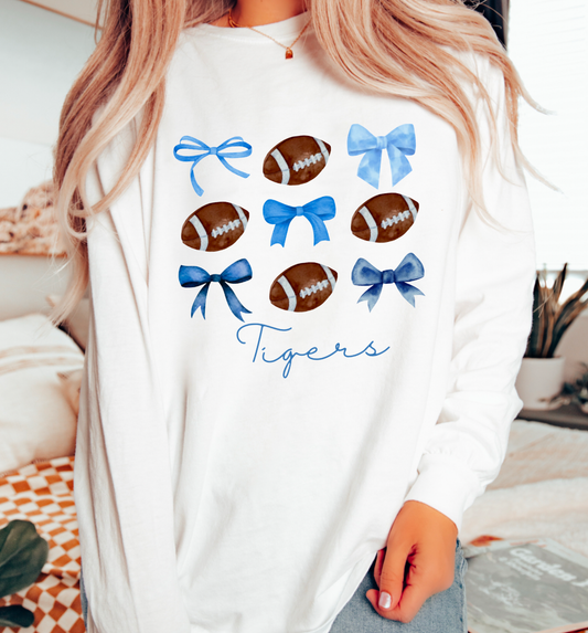 Memphis Tigers Football Coquette Graphic Long Sleeve Tee 