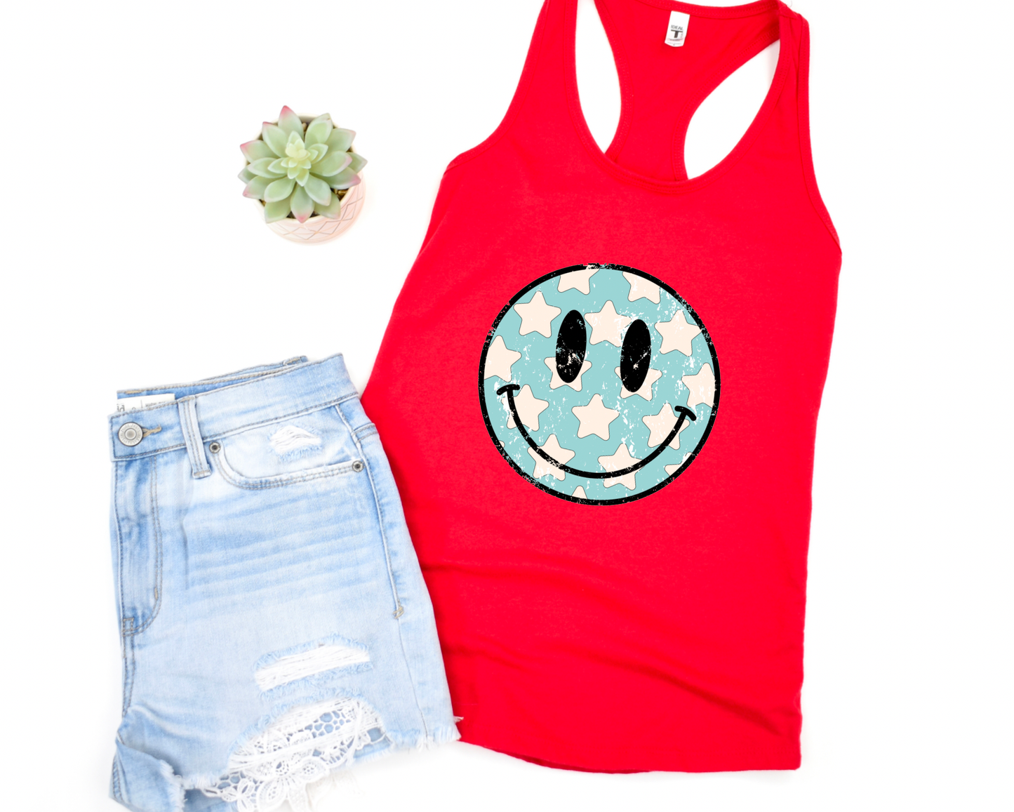 America Smiley Face Tank Top | 4th of July | USA |