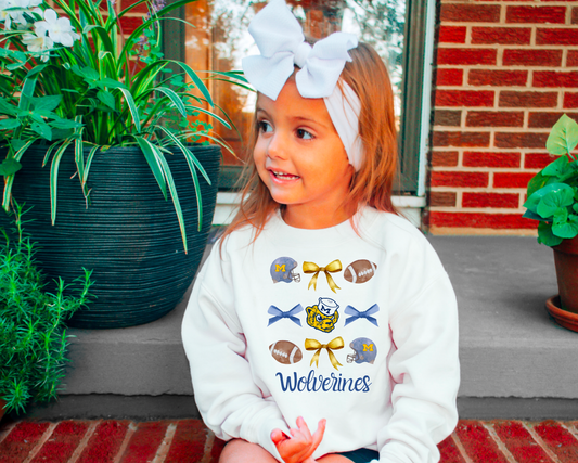 YOUTH Michigan Wolverines Coquette Football Sweatshirt 