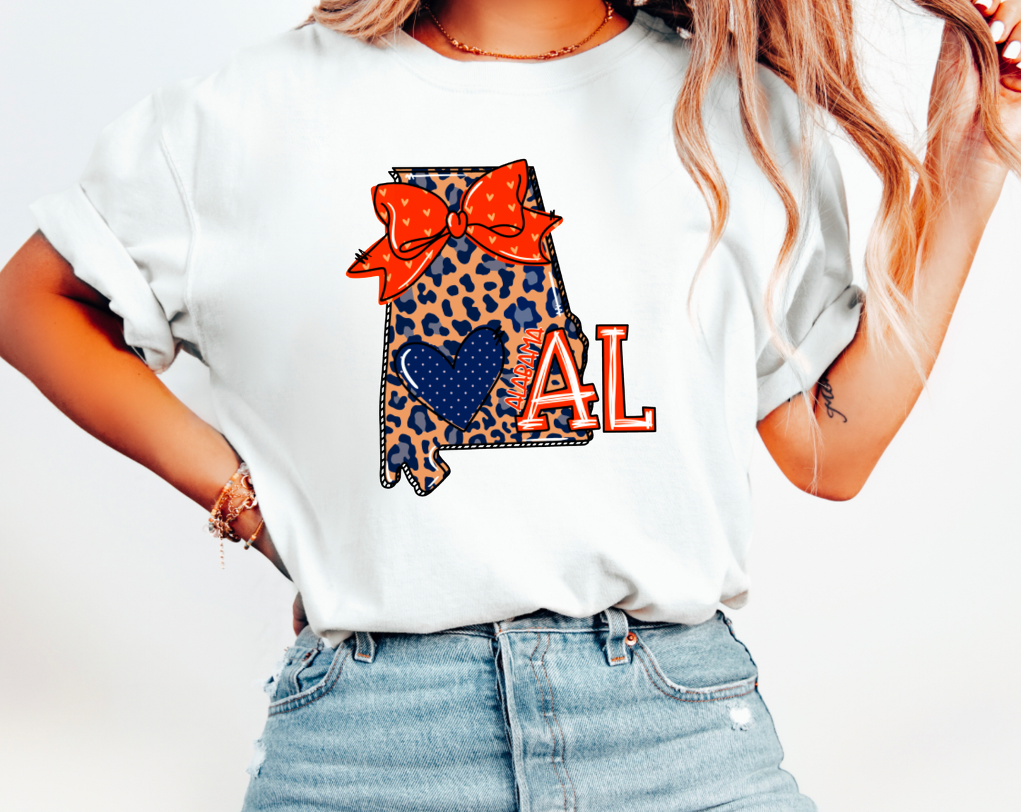 Auburn Leopard State Coquette Graphic Tee Football