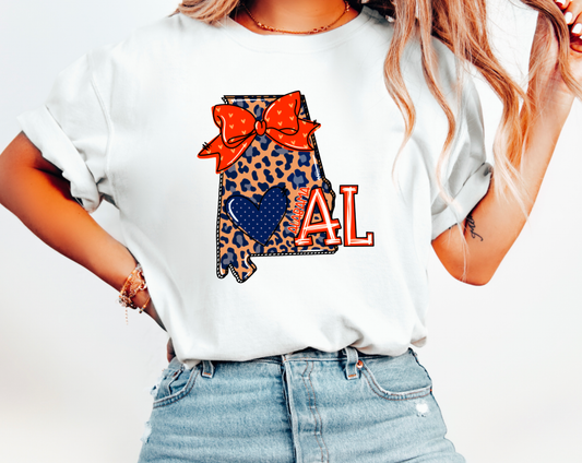 Auburn Leopard State Coquette Graphic Tee Football