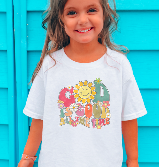 Retro God Is Good Youth Comfort Colors Tee