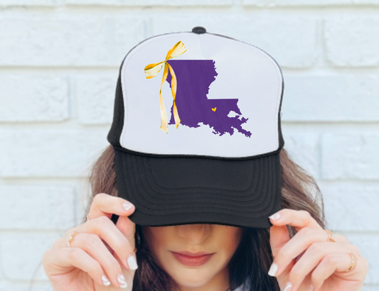 LSU Tigers Coquette Bow State Trucker Hat 