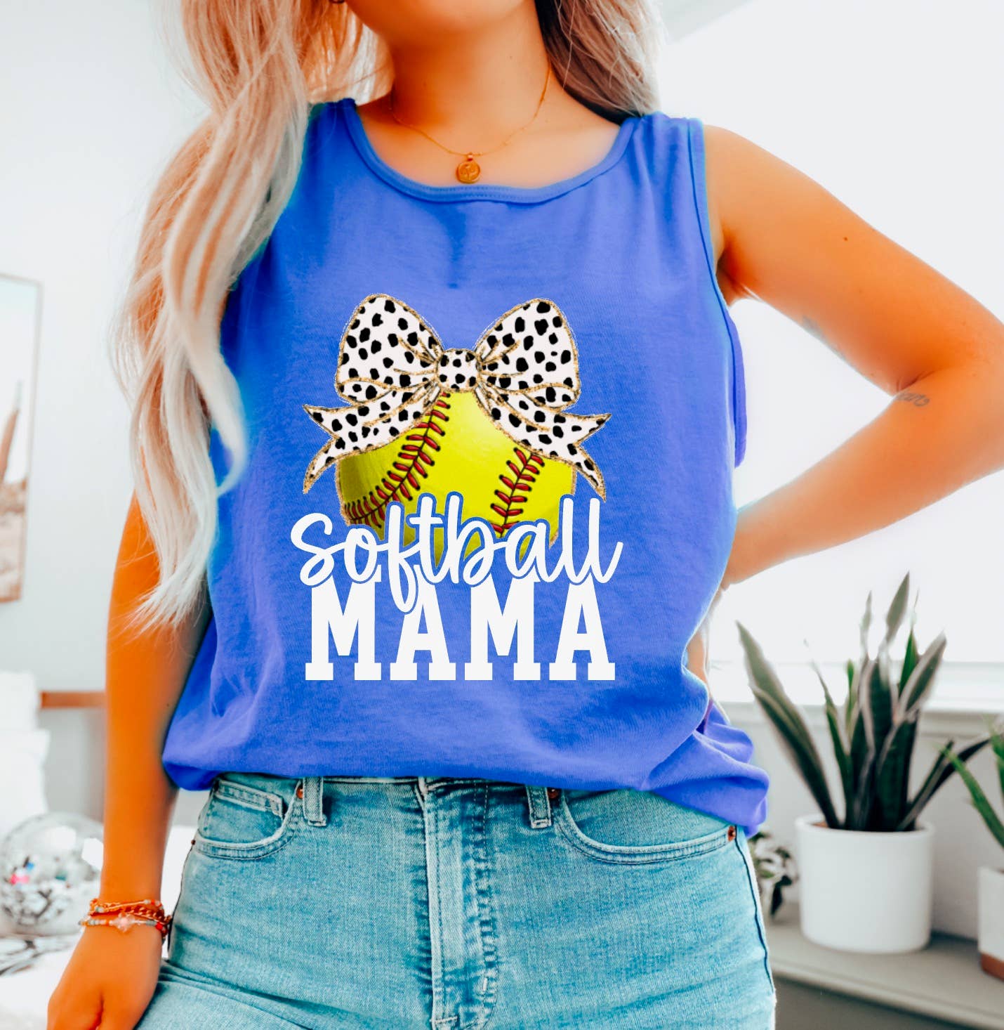 Softball Mama Coquette Bow Tank Sports Summer     