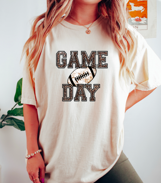 Leopard Game Day Football Graphic Tee | Football T-Shirt