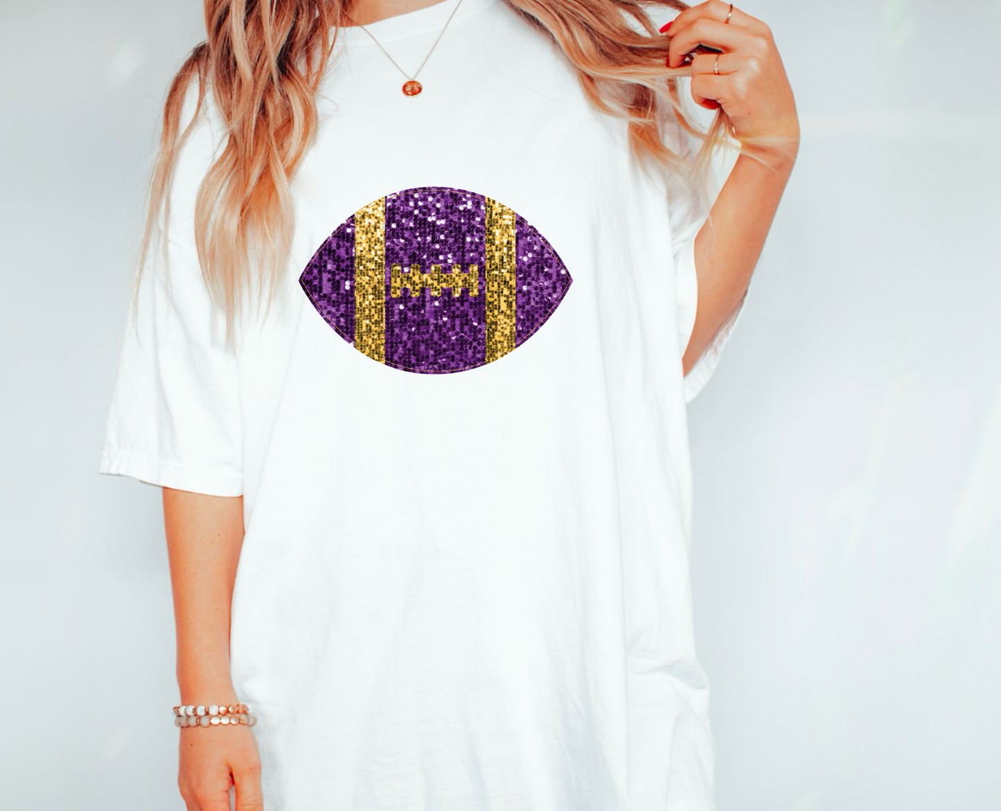 Faux Sequins LSU Tigers Football Graphic Tee T-Shirt