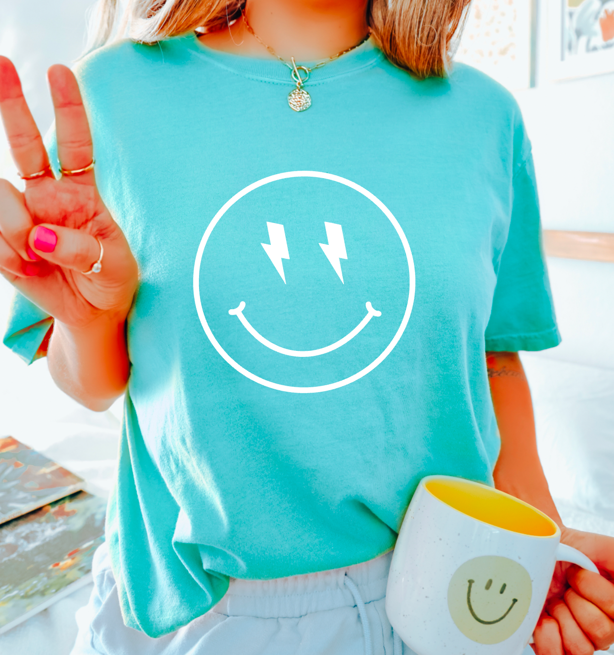Smiley Face Comfort Colors Tee