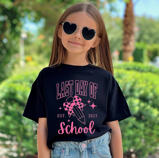 Toddler Last Day Of School Pink Coquette Pencil Tee Kids 