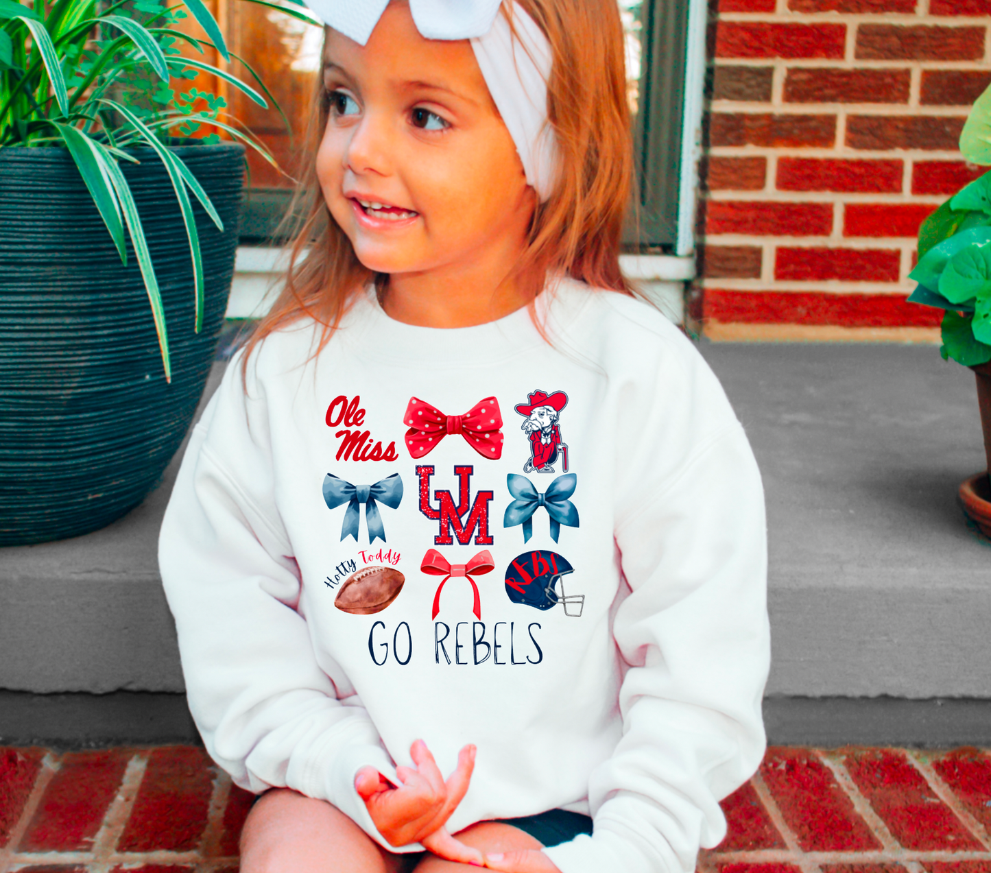 YOUTH Mississippi Football Coquette Sweatshirt Ole Miss