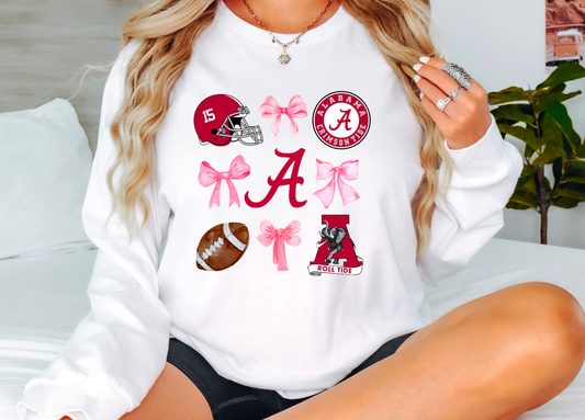 Alabama Roll Tide Pink Coquette Graphic Long Sleeve Tee 