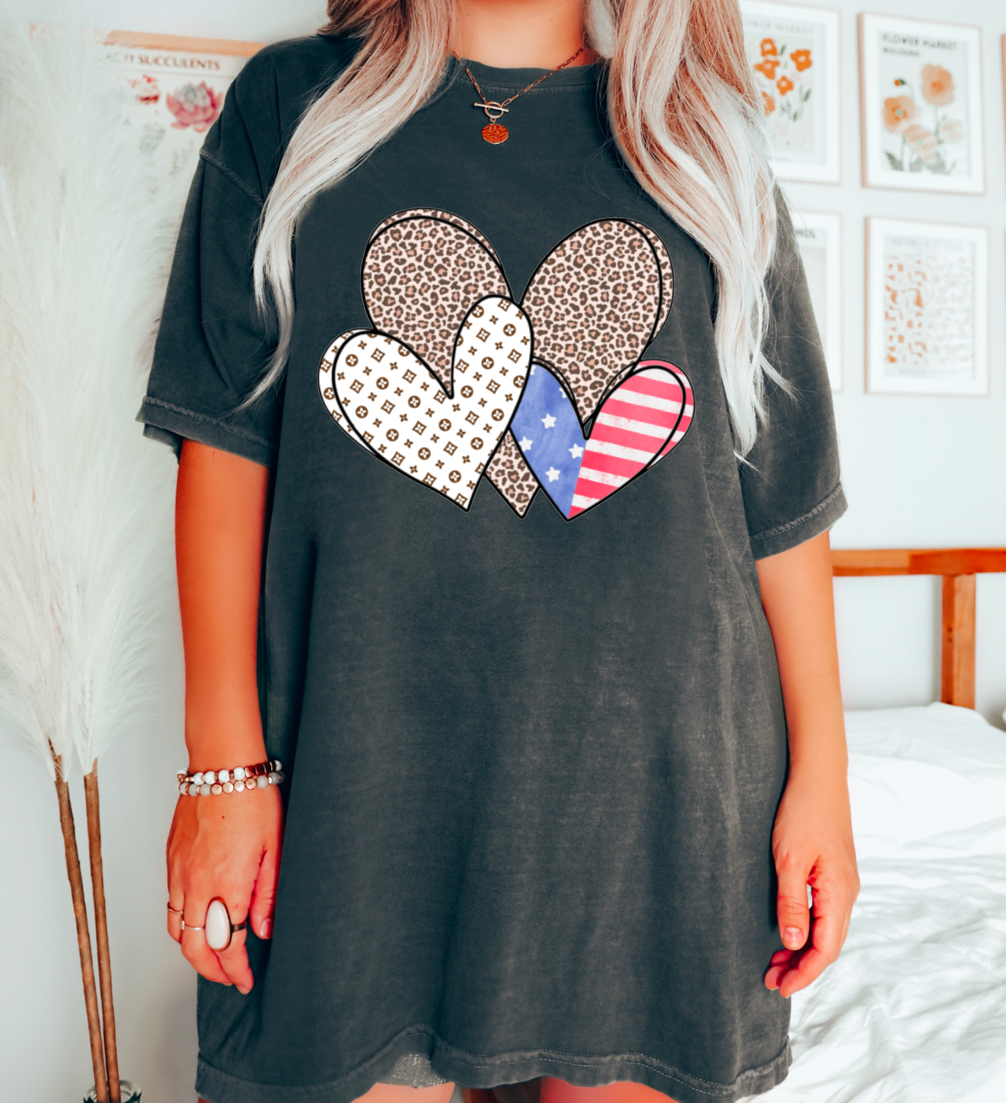 Preppy America Hearts Graphic Tee | 4th of July | USA