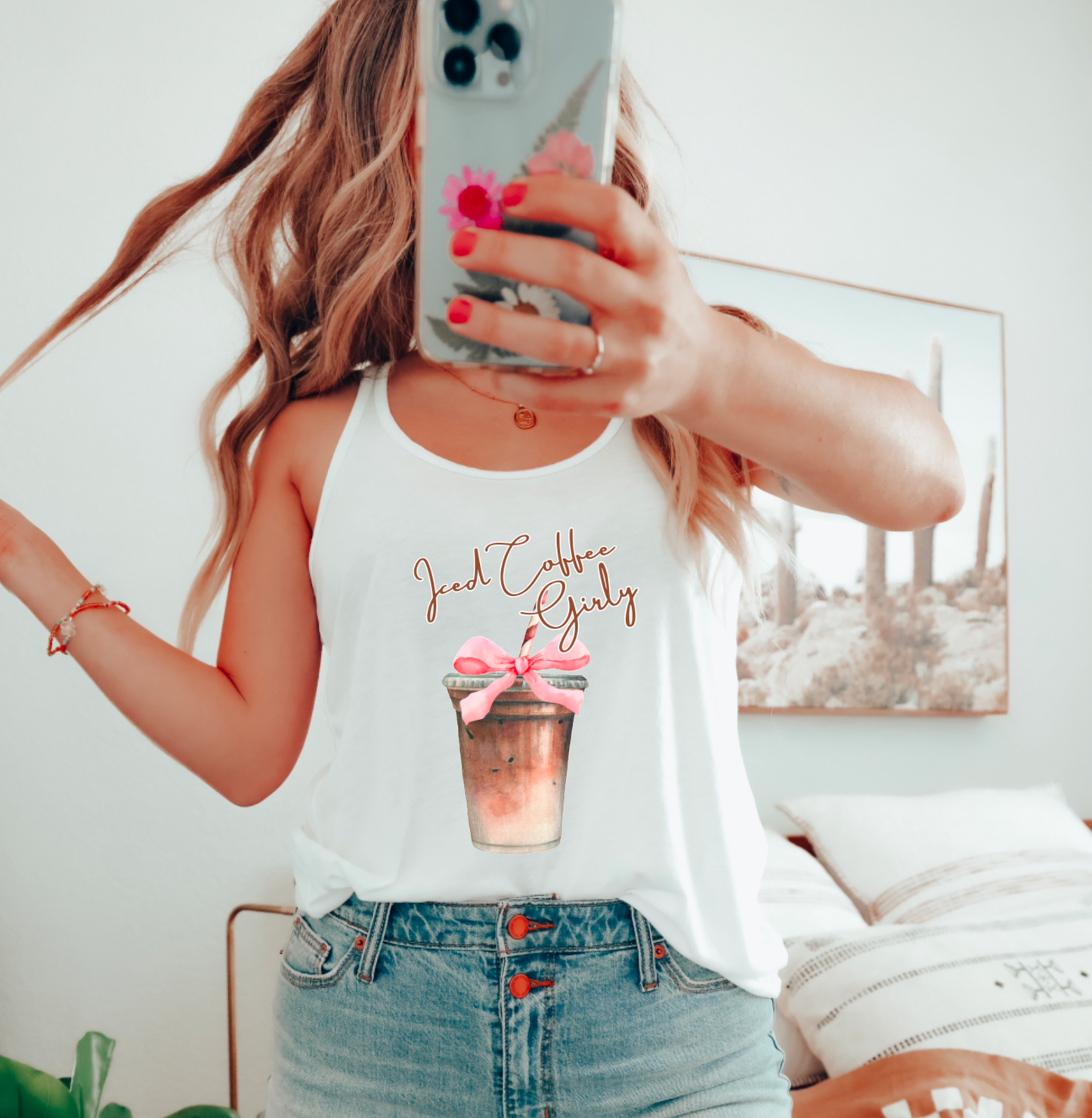 Preppy Iced Coffee Girly Tank Top