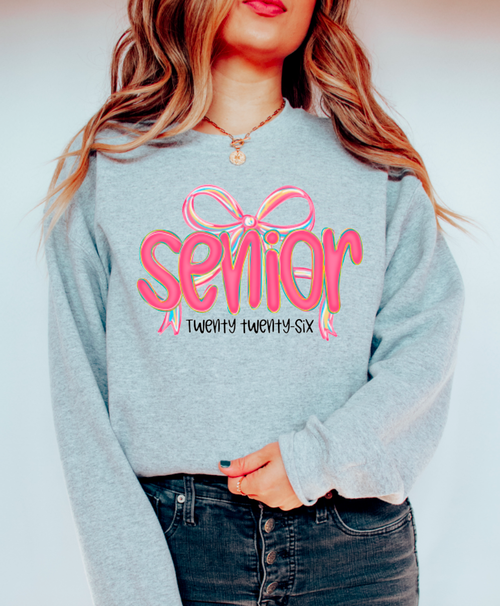 Pink Coquette Bow Senior 2026 Sweatshirt Back To School 