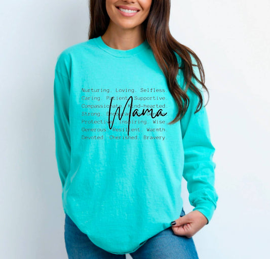 Mama Definition Script Long Sleeve Tee Mother’s Day        
