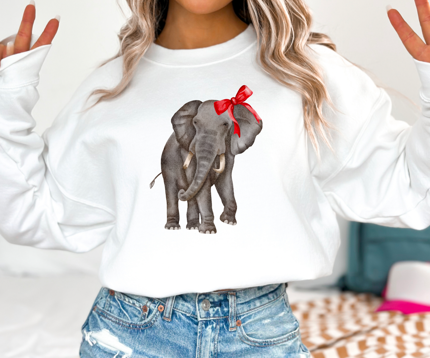 Coquette Alabama Elephant Sweatshirt Football Roll Tide