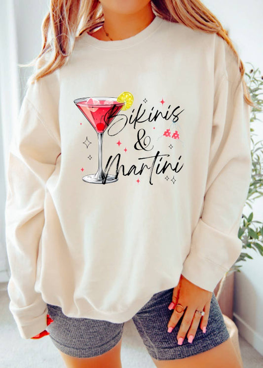 Bikinis & Martini Sweatshirt Summer Cocktails Beach     
