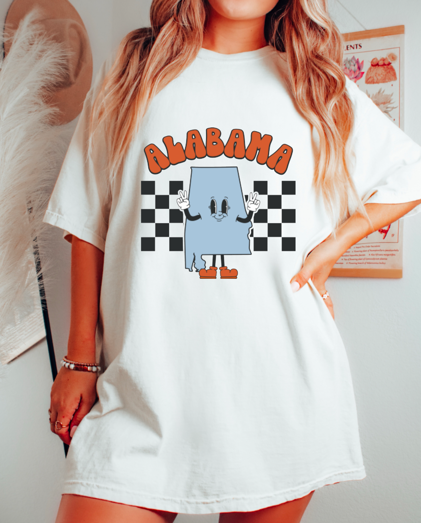 Retro Alabama Checkered Graphic Tee | States | Alabama