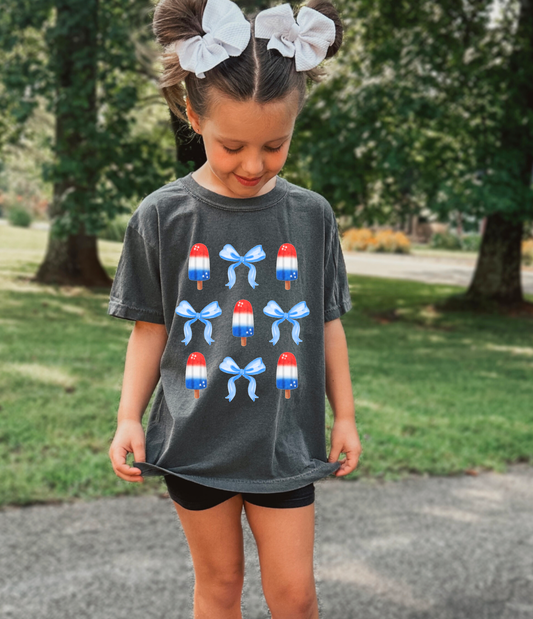 YOUTH Coquette Red White and Blue Popsicles Graphic Tee