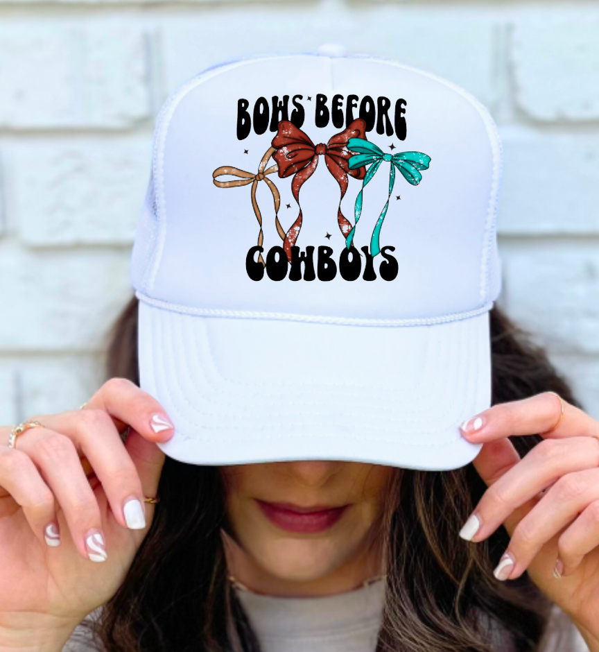 Bows Before Cowboys Trucker Hat Western Country 