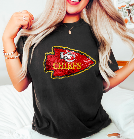 Faux Sequins Kansas City Chiefs Graphic Tee | Kansas City