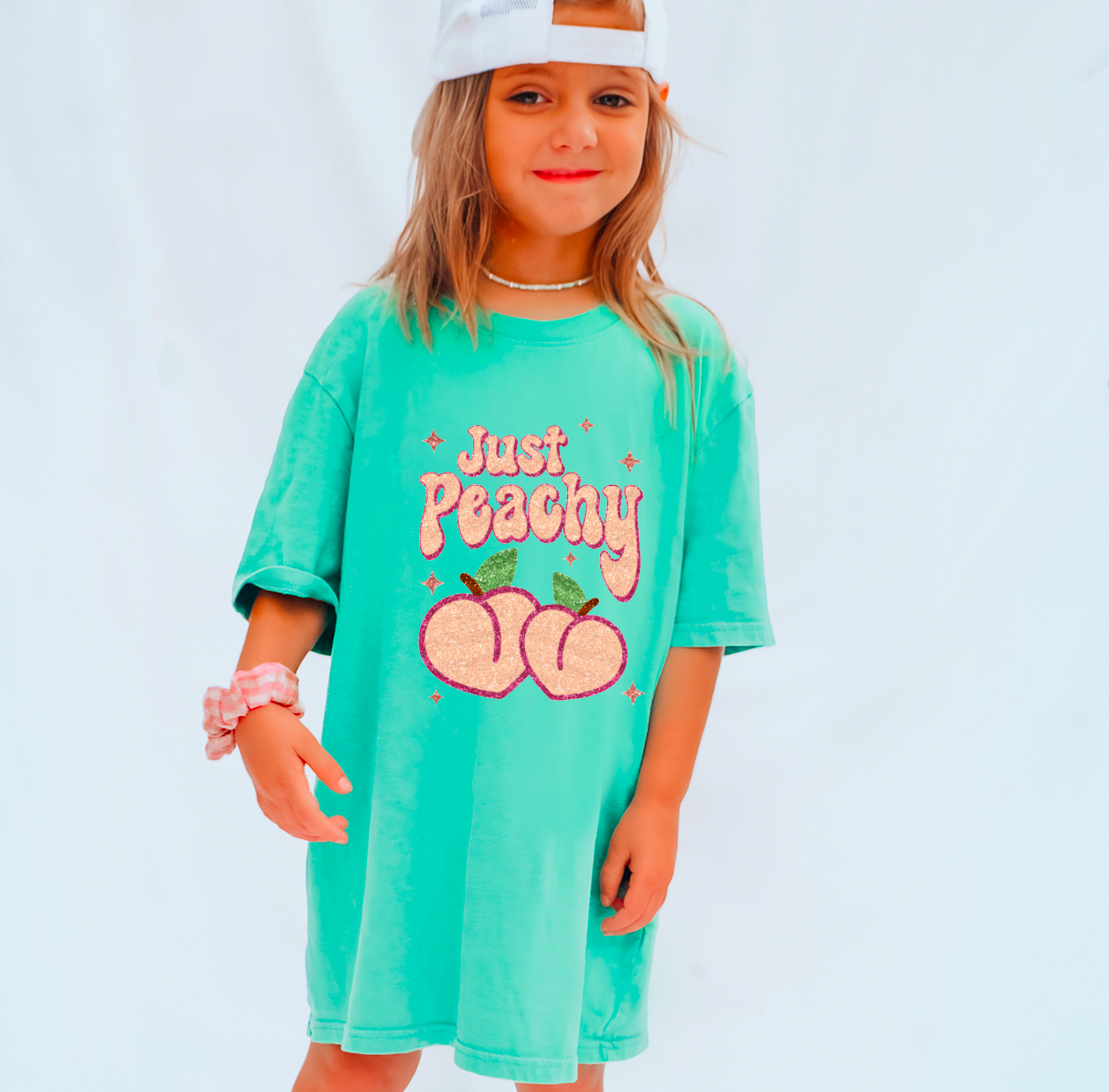 YOUTH Faux Glitter Just Peachy Comfort Colors T-Shirt