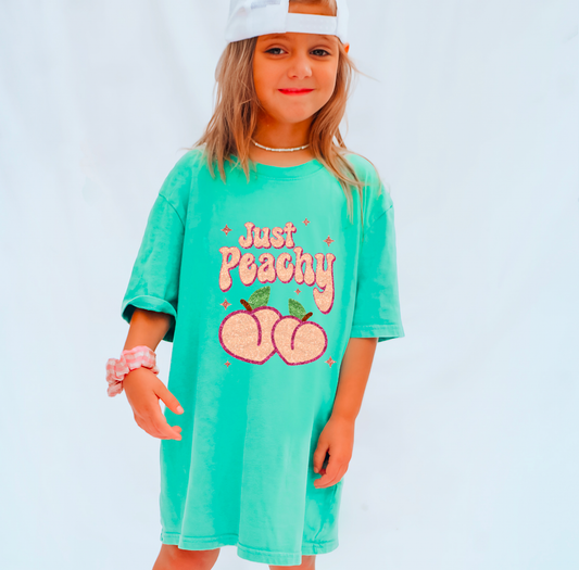 YOUTH Faux Glitter Just Peachy Comfort Colors T-Shirt