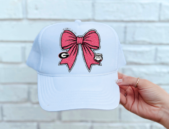 Bulldogs Coquette Bow Trucker Hat Sports Fall Football 