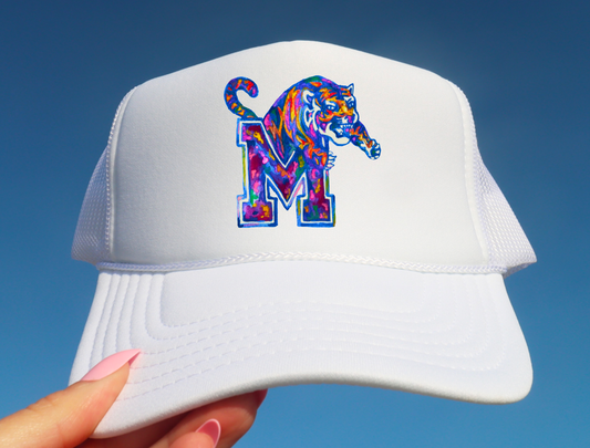 Watercolor Memphis Tigers Trucker Hat