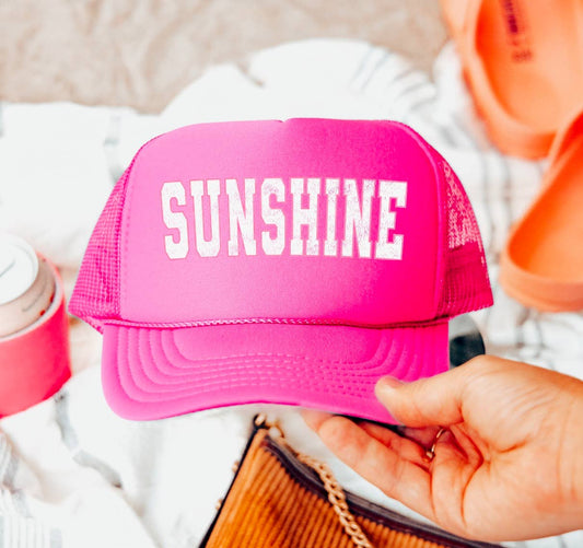 Distressed Varsity Sunshine Trucker Hat Beach 