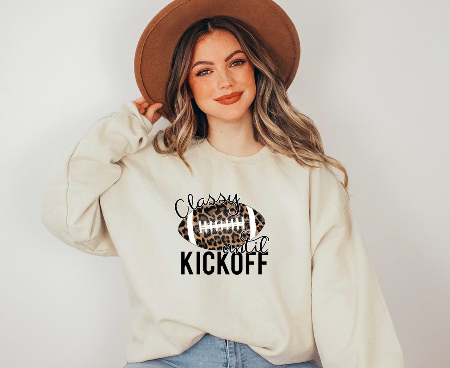 Classy Until Kickoff Gildan Sweatshirt Game Day Tees
