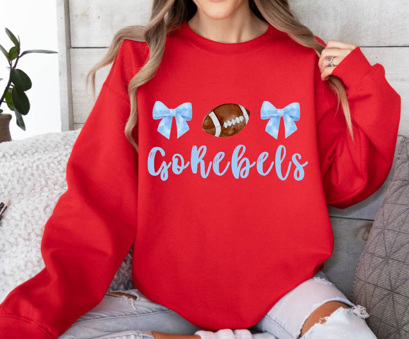 Powder Blue Go Rebels Sweatshirt Ole Miss Football 