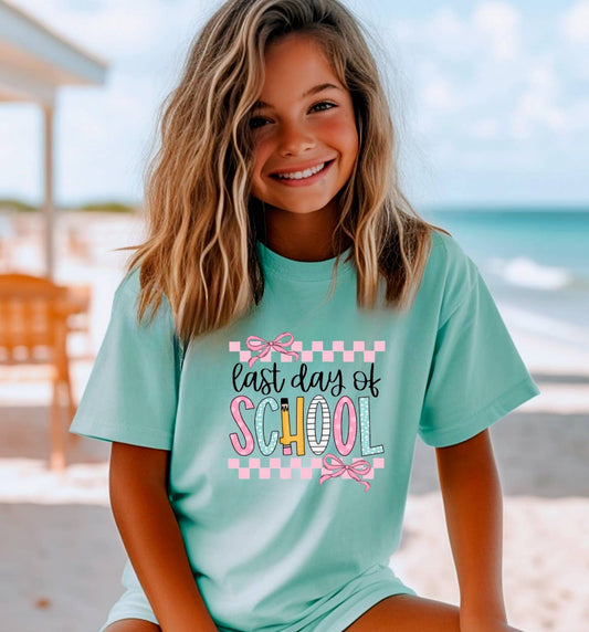 YOUTH Last Day Of School Coquette Checker Tee Summer Kids