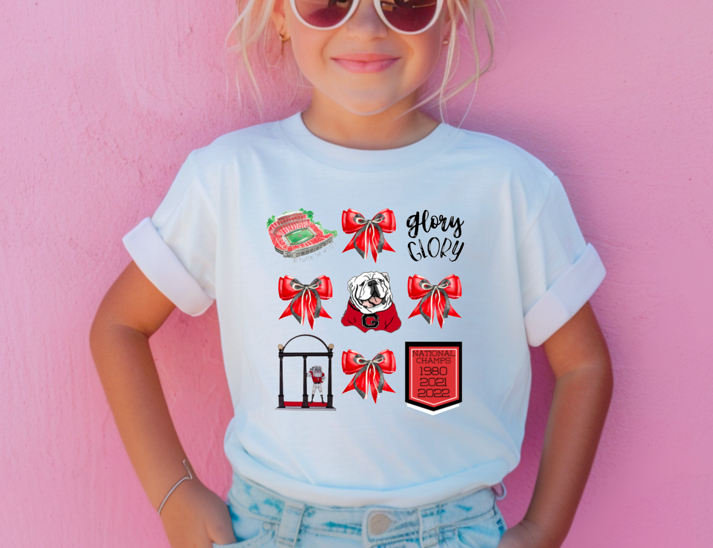 YOUTH Georgia Bulldogs Coquette Graphic Tee Kids Football 