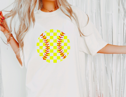 Preppy Softball Checker Graphic Tee | Softball | Sports