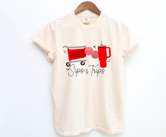 Sips and Trips Comfort Colors Tee