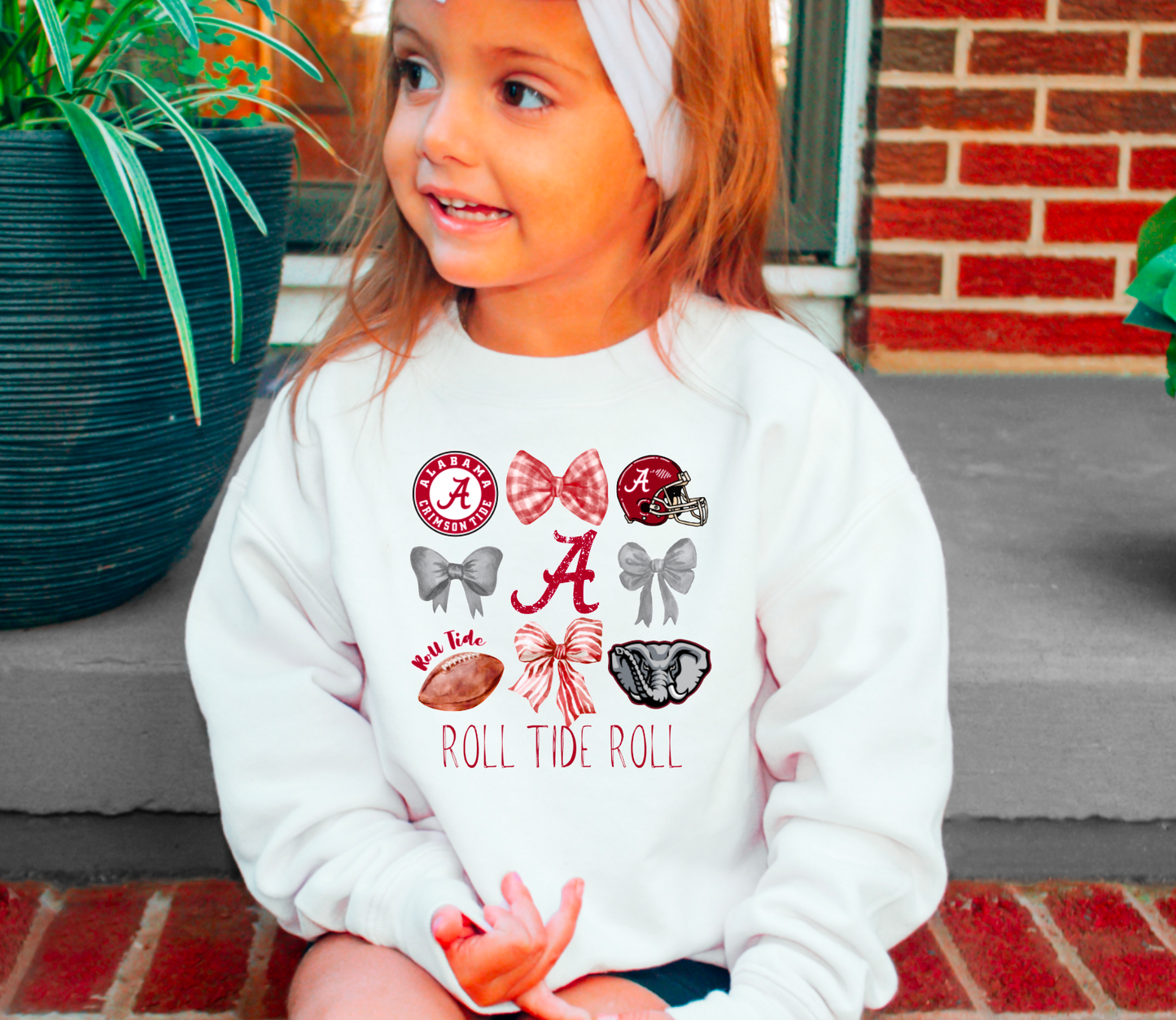 YOUTH Alabama Football Coquette Sweatshirt Roll Tide Kids