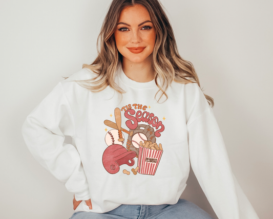 Retro Tis The Season Baseball Gildan Sweatshirt