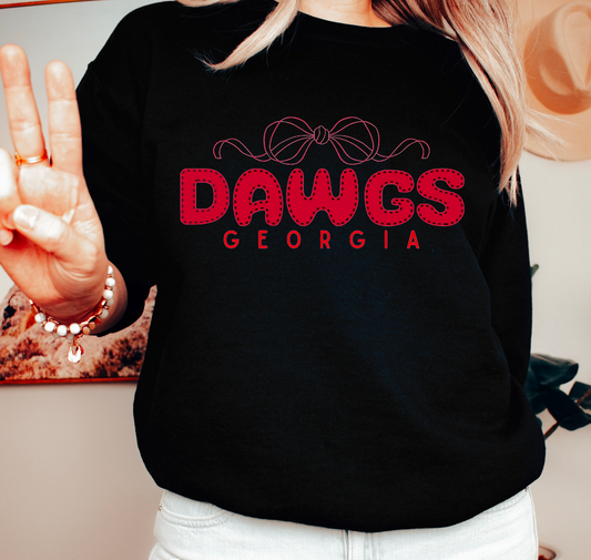 Georgia Bulldogs Coquette Bow Sweatshirt Football Dawgs