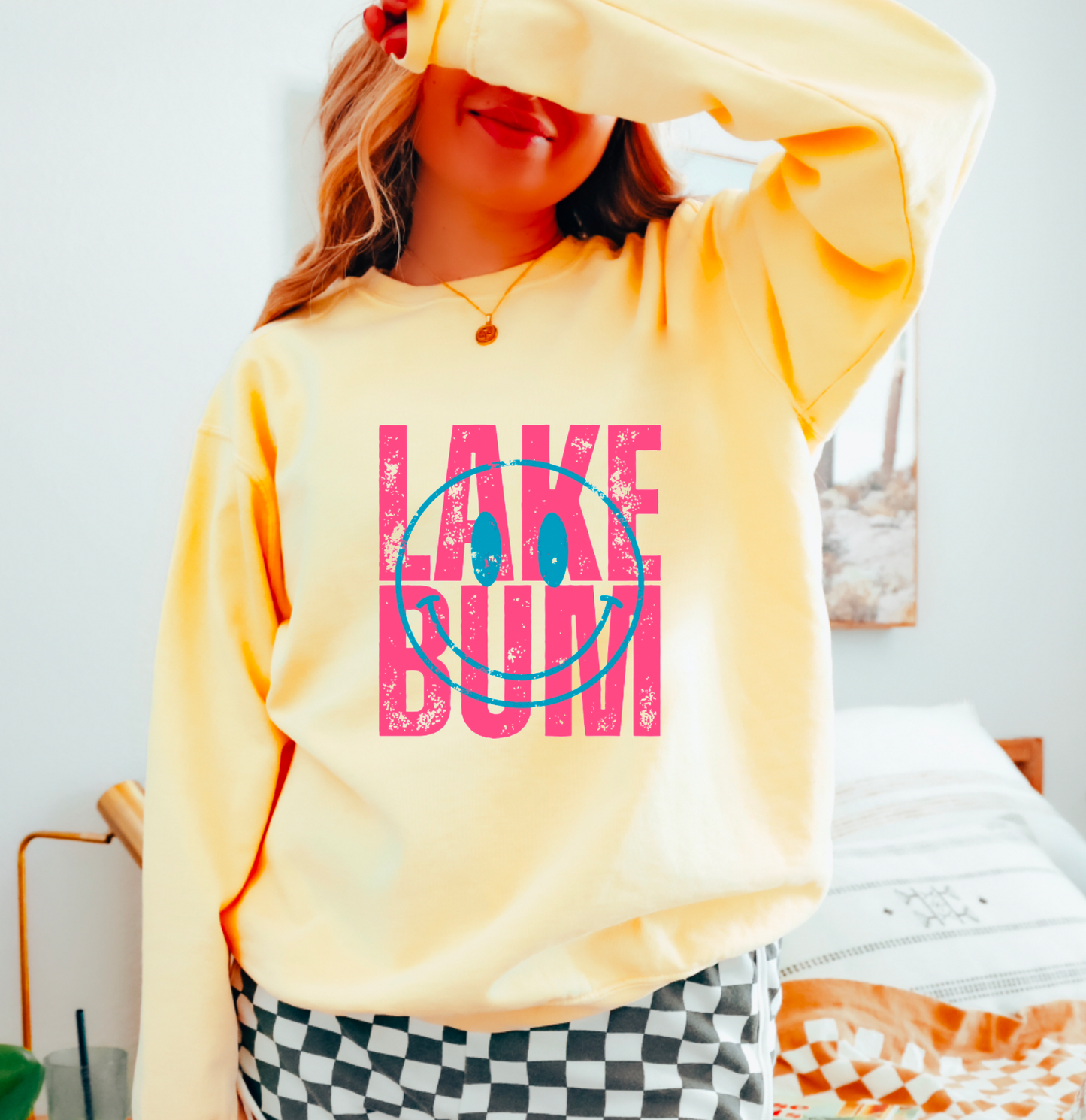 Lake Bum Smiley Sweatshirt | Summer | Lake Bum