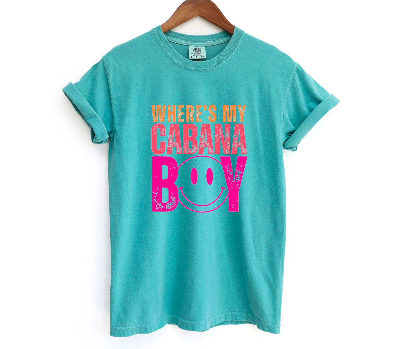 Where's My Cabana Boy Smiley Graphic Tee Summer Tropical