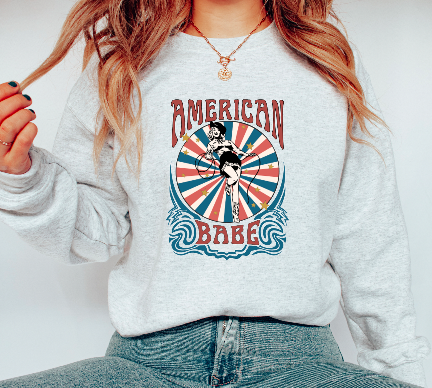 Retro American Babe Rodeo Sweatshirt | Western | 4th of July