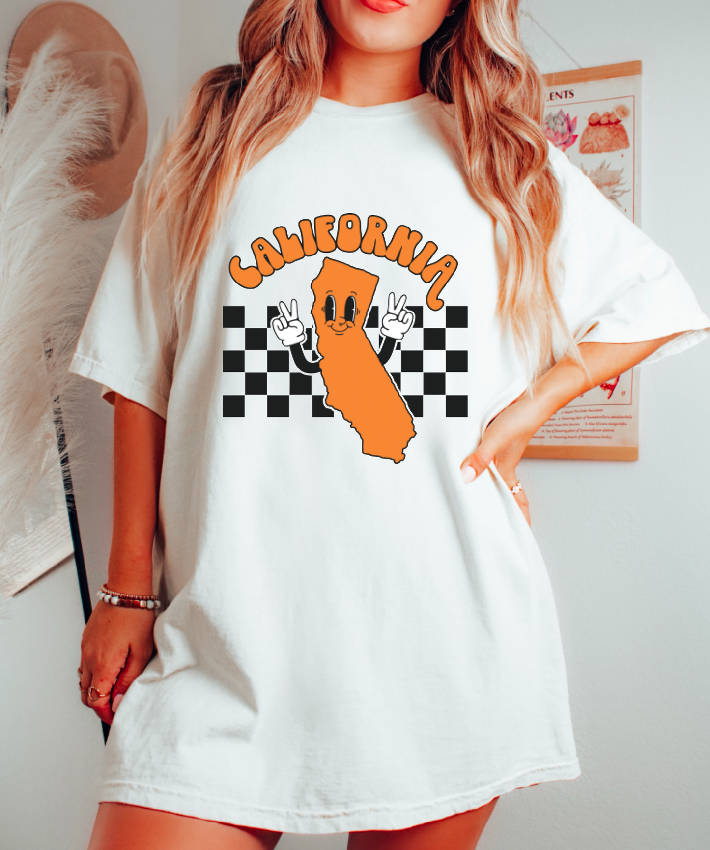 Retro California Checkered Graphic Tee | States | California
