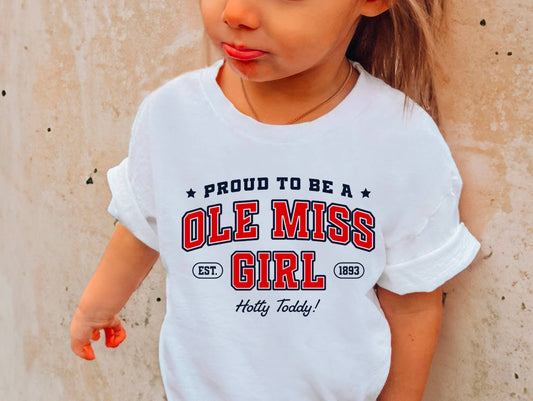 YOUTH Ole Miss Girl Graphic Tee Mississippi Football Kids