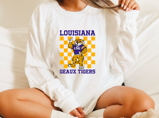 LSU Tigers Checker Gildan Long Sleeve Tee