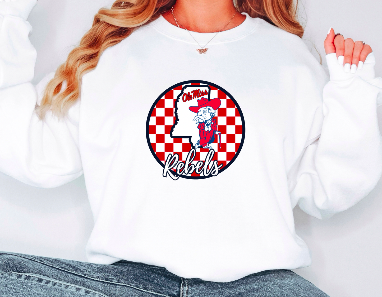 Ole Miss Checker Circle Graphic Sweatshirt