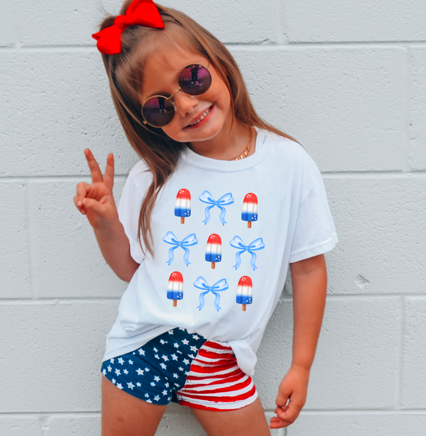 YOUTH Coquette Red White and Blue Popsicles Graphic Tee