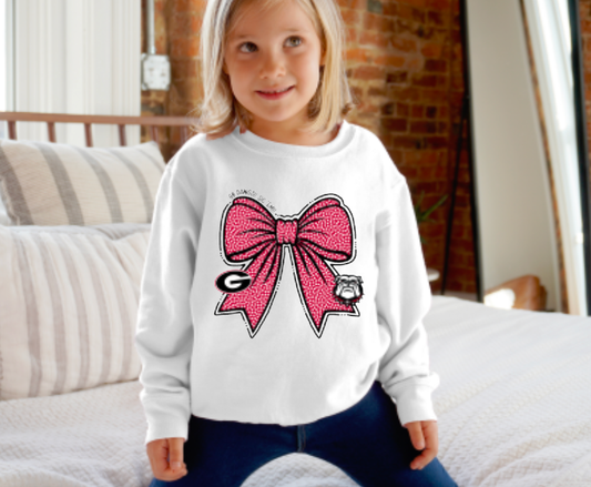 YOUTH Bulldogs Coquette Bow Sweatshirt Fall Football Kids