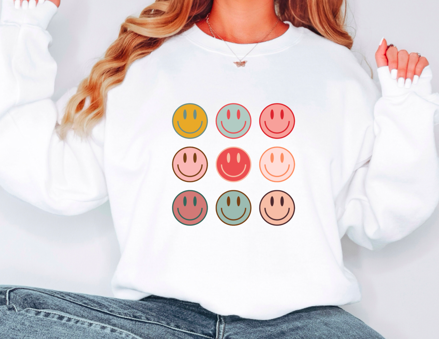 Smiley Faces Graphic Sweatshirt